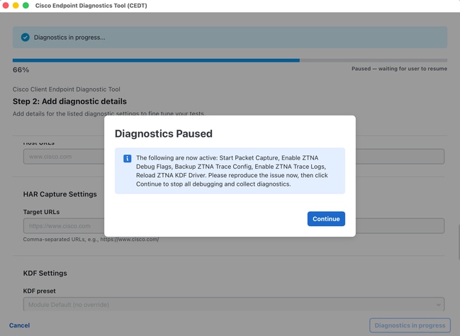 Diagnostics Paused Warning