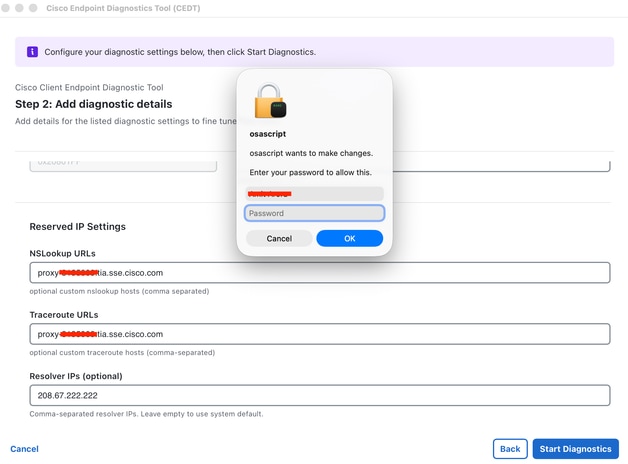 Add Diagnostics Permissions Required Password Entry