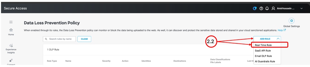 Image - Create a New Real Time DLP Policy