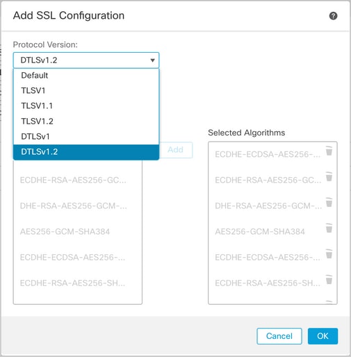 Select DTLSv1.2 Protocol