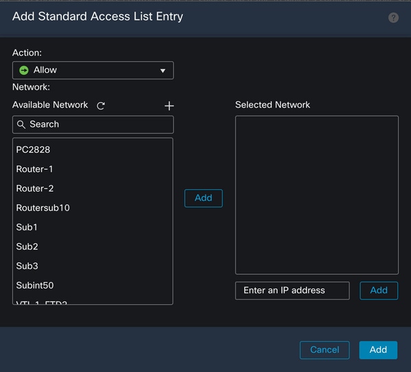 Standard Access List Entry Creation