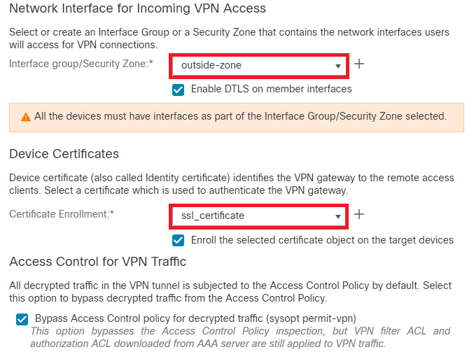 VPNトラフィックのアクセスコントロールの追加