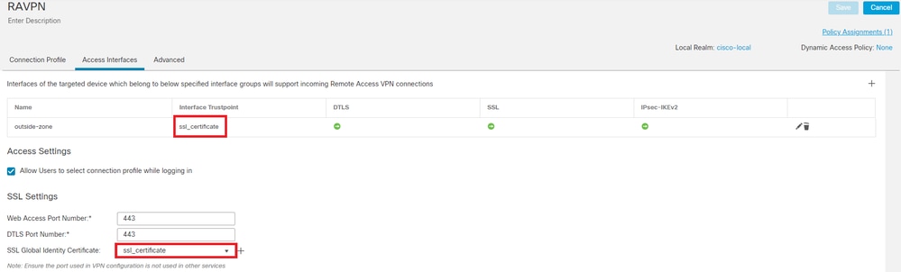 Edit Access Interfaces