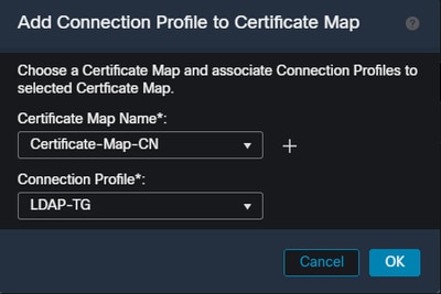 Vincule o objeto de mapa de certificado ao grupo de túneis desejado na interface do usuário do FMC.