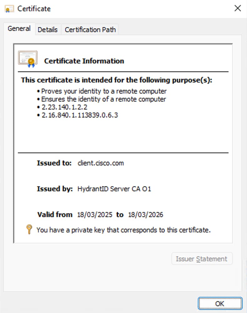 User Store Certificate
