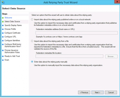 Add Relying Party Manually