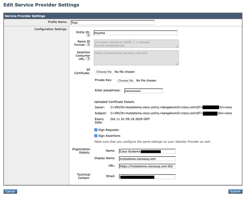 Service Provider Setting in GUI
