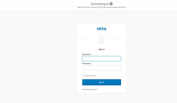 Logging in using Okta