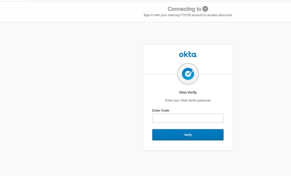 Enter Code for Okta Verify