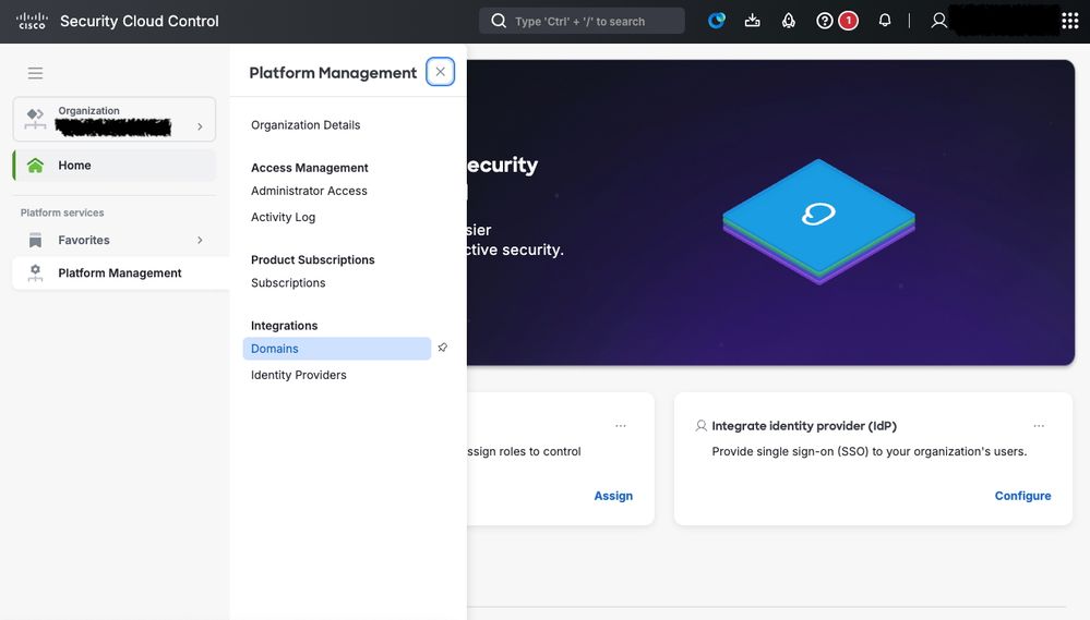 Secure Cloud Control Domain configuration