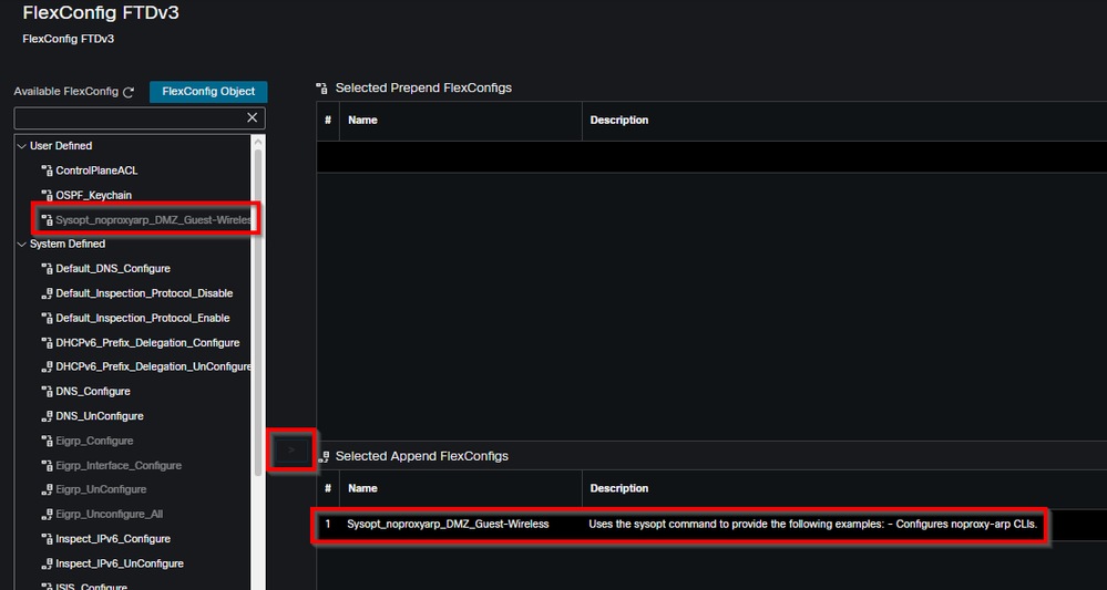 Associate New Object to the FlexConfig Policy