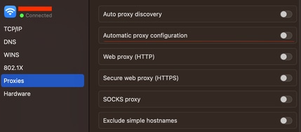 Proxies system network settings