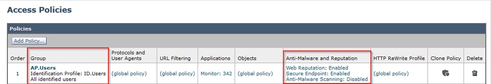 WSA access policy