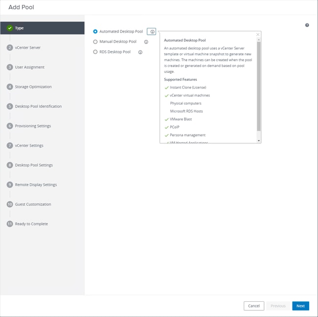 VmWare Horizon - Add Pool Type