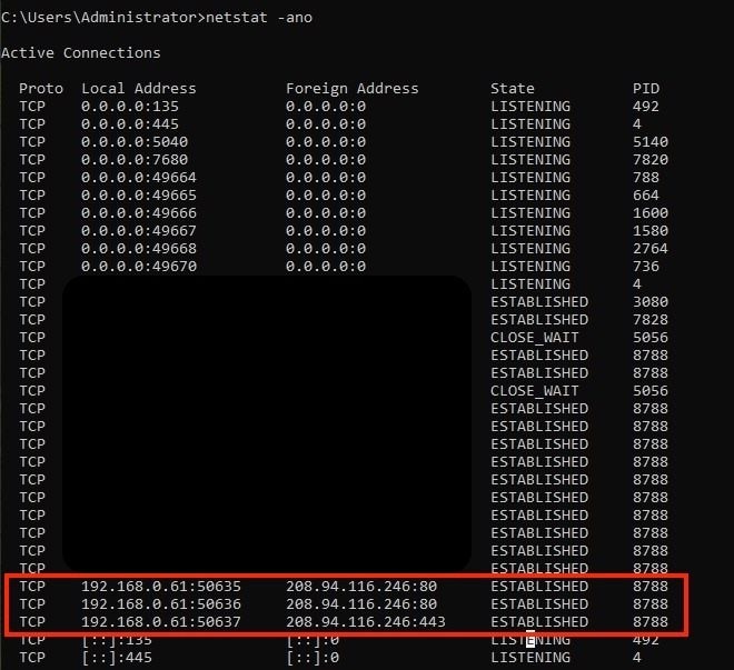 netstat for all Connections