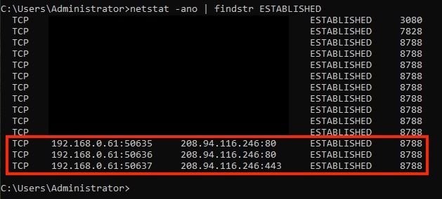 netstat for Established Connections