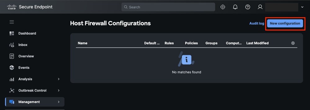 Host Firewall New Configuration