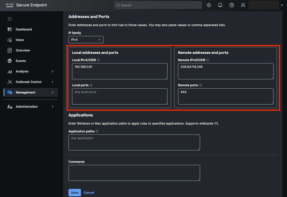 Rule Addresses and Ports