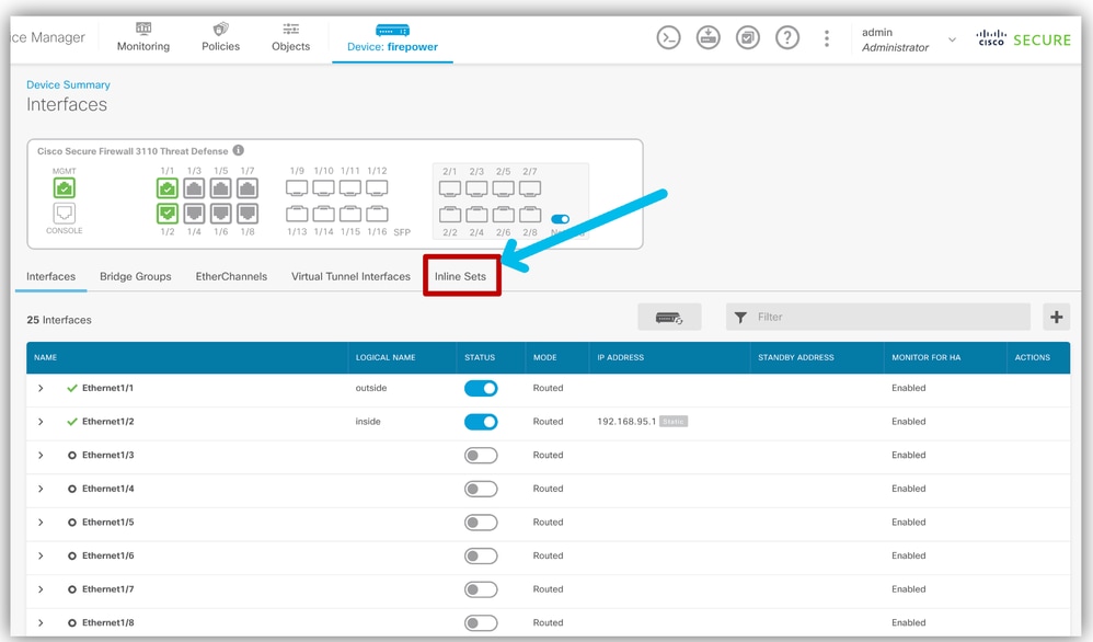 Navigate To Inline Sets Tab
