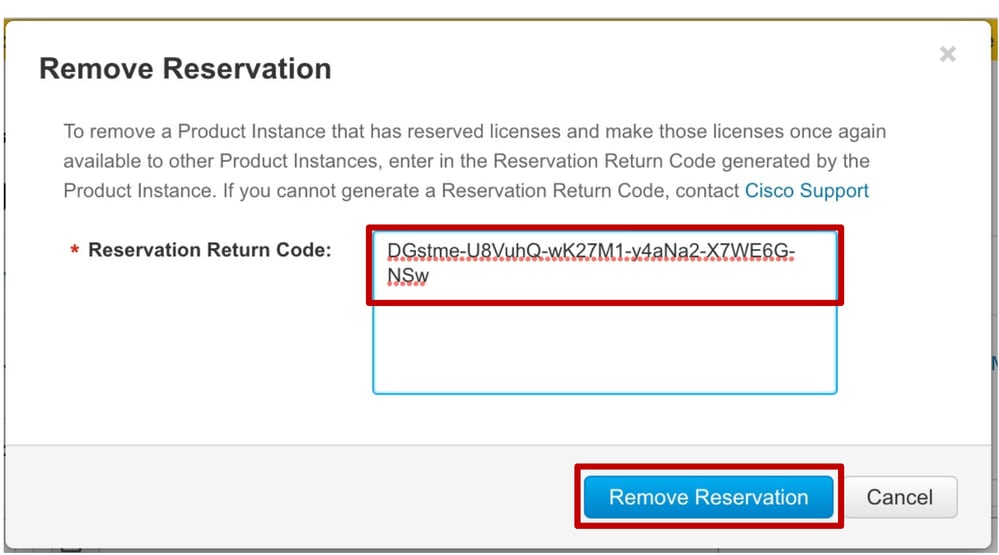 Paste the Reservation Request Code in the Dialog box