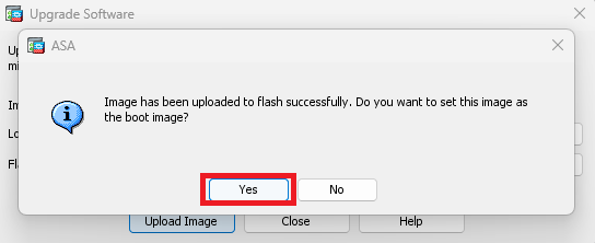 Once Image Upload is Finished, Click Yes