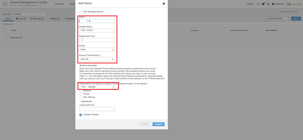 Add FTD Instance To FMC