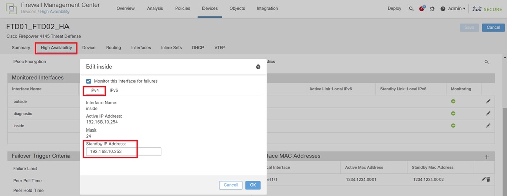 Set Standby IP for Data Interface