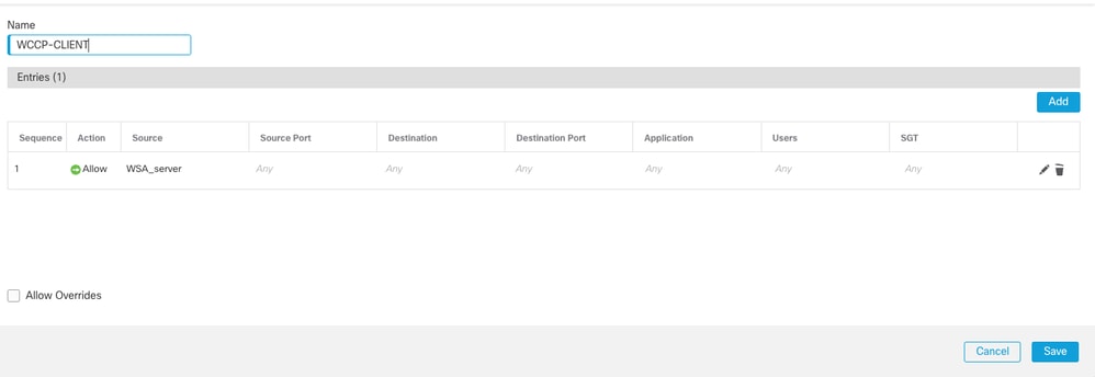 Access List to Identify the WCCP Client