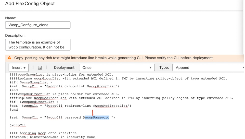 Removed the Pre-defined WCCP password