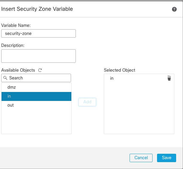 Adding Security zone