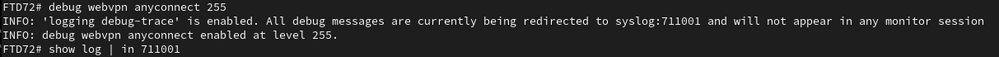 Shows all VPN Debugs are being Redirected to Syslog 711001