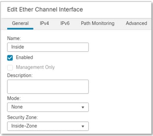 Configure Interface and Name it Inside.