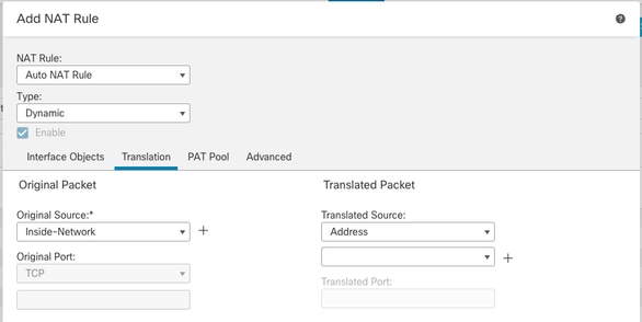 NAT configuration screen 2