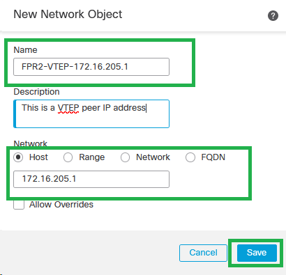 New Network Object