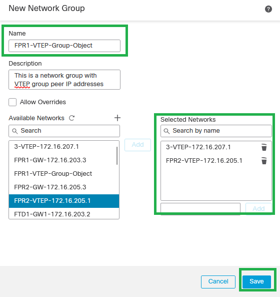 Create Network Object Group