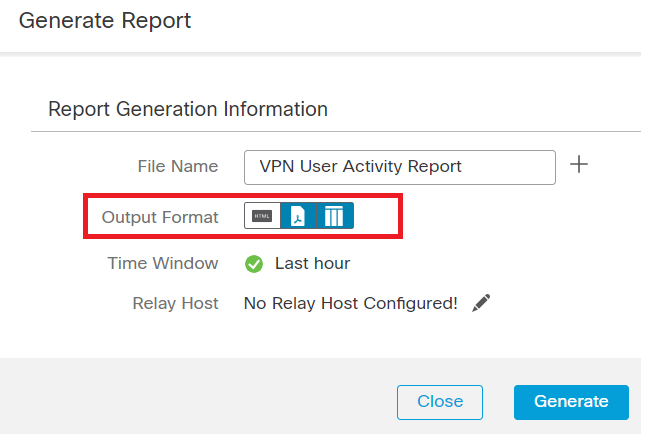 Seleziona formato di output file