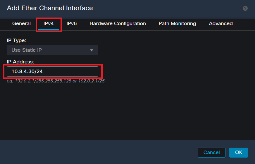 Ether-Channel IP Address