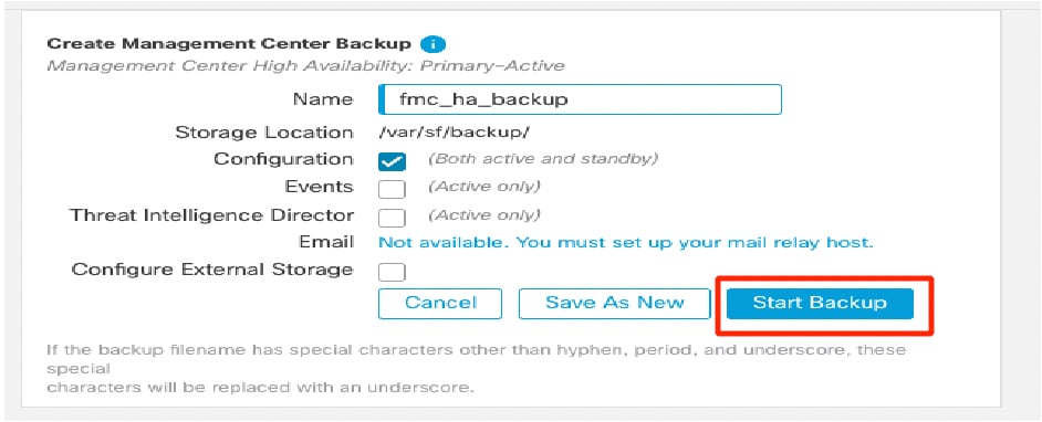 Start Backup