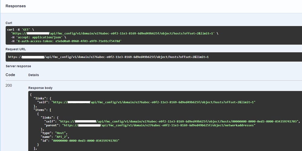 GET request to fetch host objects