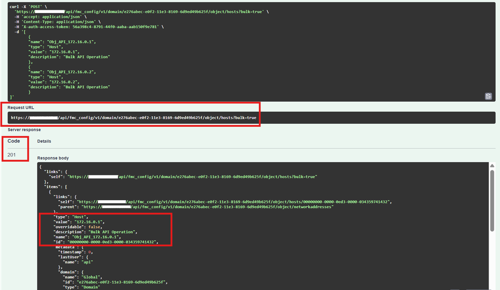 Sample JSON Response after creating bulk objects