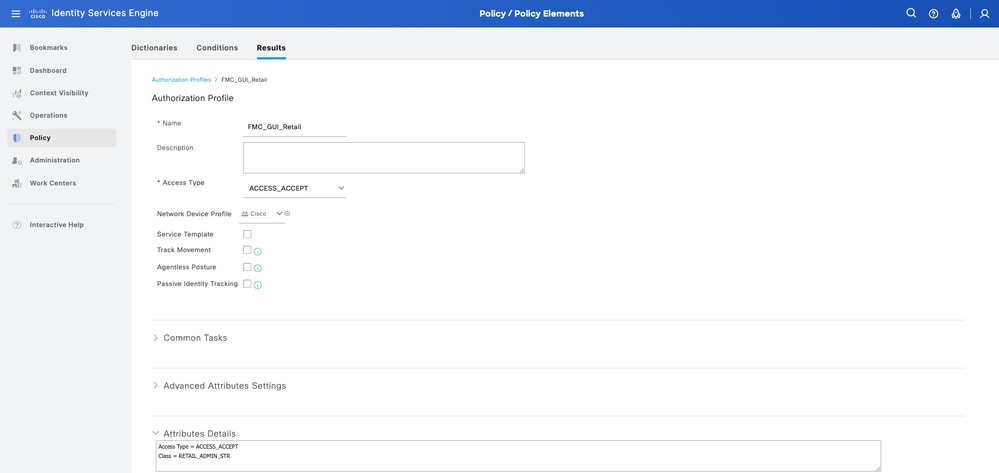 Define a Name for the Authorization Profile