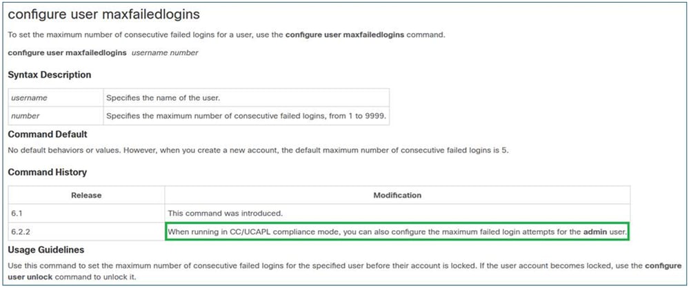 Configure User maxfailedlogins