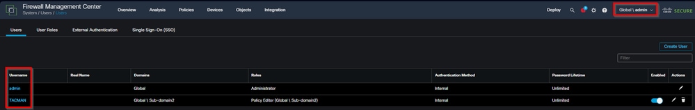 Users Created in Sub-Domains Step 1