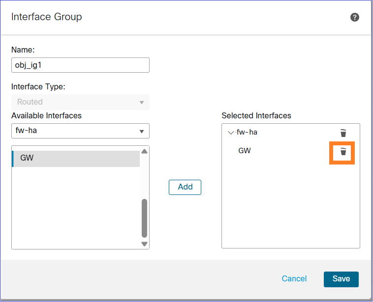 Remove Affected Interface from the Interface Group