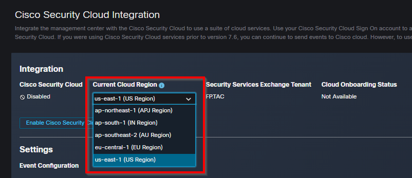 Current Cloud Region