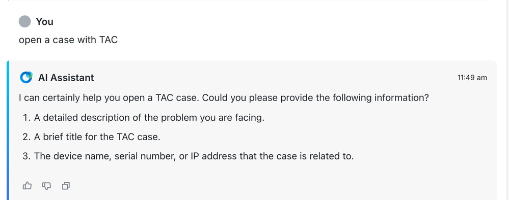 AI Assists to Open a TAC Case