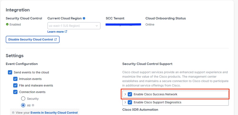 Enable Cisco Success Network