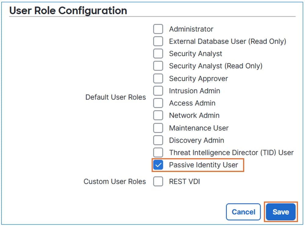 Select the Passive Identity User