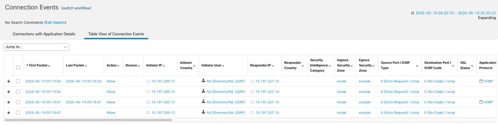 Active Sessions Table View
