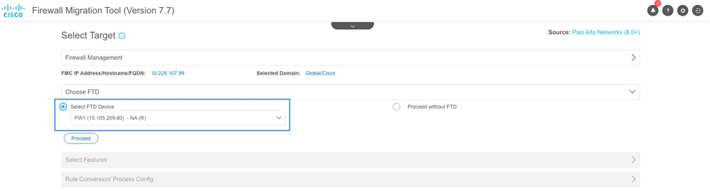 Select Target FTD